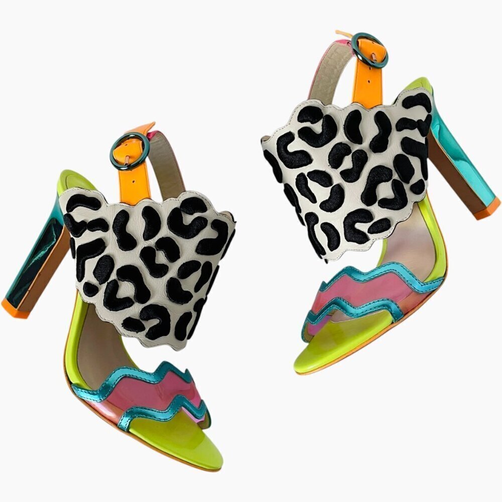 Sophia Webster Dionne Multicolor Leopard Print Heels Sandals - Picture 13 of 13